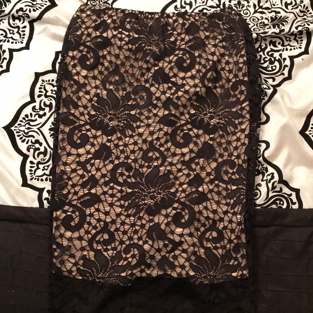 Black And Beige Pencil Skirt